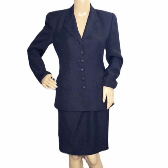 Morgan Taylor Dresses & Skirts - Morgan Taylor Petites Navy Blue Skirt Suit Y2K 8P